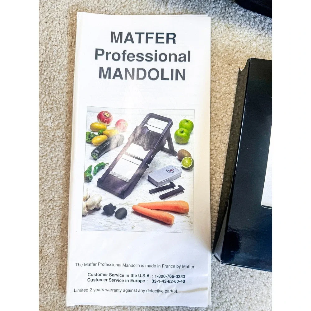 Matfer‎ Professional Mandoline France Complete w/ VHS Video Box 3 Blades Guard